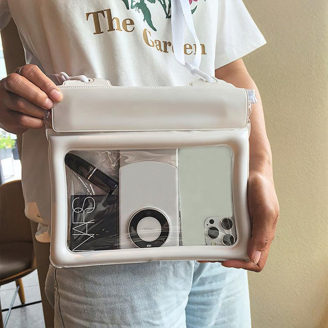 2 Pcs White Cute Floating Waterproof Pouch - Touch-Sensitive Screen & Adjustable Strap.