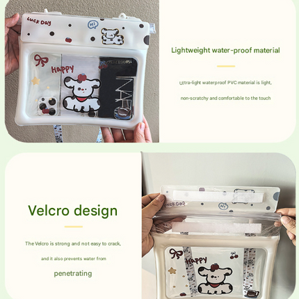 2 Pcs White Cute Floating Waterproof Pouch - Touch-Sensitive Screen & Adjustable Strap.