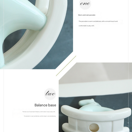 Green Modern Ceramic Rocking Horse Ornament - Cute Porcelain Figurine for Desk & Shelf Decor.