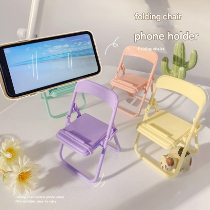 Color Mixing Adorable Mini Folding Chair Phone Stand - 4 Pack Cute Desktop Holder for Hands-Free Viewing.