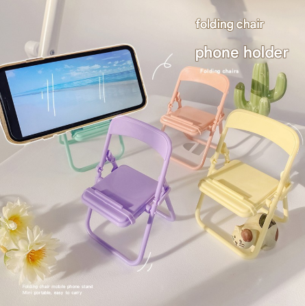 Color Mixing Adorable Mini Folding Chair Phone Stand - 4 Pack Cute Desktop Holder for Hands-Free Viewing.
