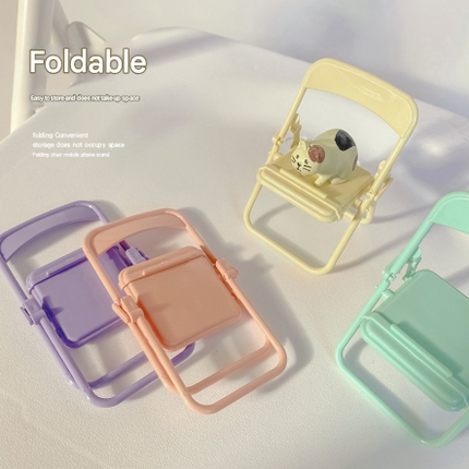 Color Mixing Adorable Mini Folding Chair Phone Stand - 4 Pack Cute Desktop Holder for Hands-Free Viewing.
