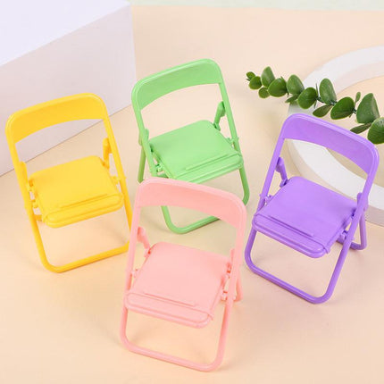 Color Mixing Adorable Mini Folding Chair Phone Stand - 4 Pack Cute Desktop Holder for Hands-Free Viewing.
