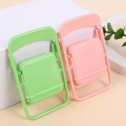 Color Mixing Adorable Mini Folding Chair Phone Stand - 4 Pack Cute Desktop Holder for Hands-Free Viewing.