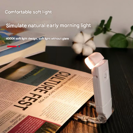2 Pcs Pink USB Rechargeable Clip-on LED Book Light - 3 Color Modes & Dimmable Brightness for Eye-Caring Reading.