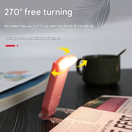 2 Pcs Pink USB Rechargeable Clip-on LED Book Light - 3 Color Modes & Dimmable Brightness for Eye-Caring Reading.