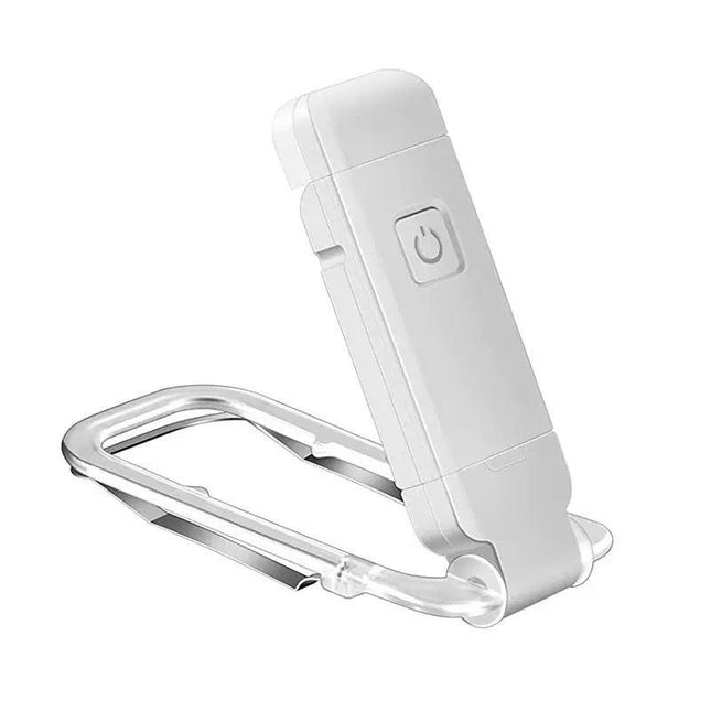 2 Pcs White USB Rechargeable Clip-on LED Book Light - 3 Color Modes & Dimmable Brightness for Eye-Caring Reading.