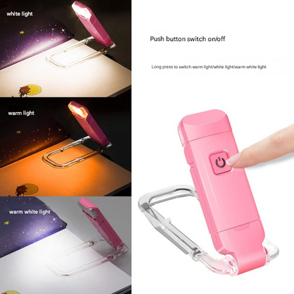 2 Pcs Black USB Rechargeable Clip-on LED Book Light - 3 Color Modes & Dimmable Brightness for Eye-Caring Reading.