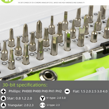 Green 32-in-1 Precision Screwdriver Set - Magnetic Repair Tool Kit for Electronics, Phone & PC.