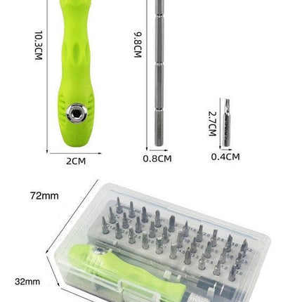 Green 32-in-1 Precision Screwdriver Set - Magnetic Repair Tool Kit for Electronics, Phone & PC.