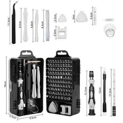 Blue and Black Professional 115-in-1 Precision Screwdriver Set - Magnetic Repair Tool Kit for PC, Laptop, Phone & Electronics.