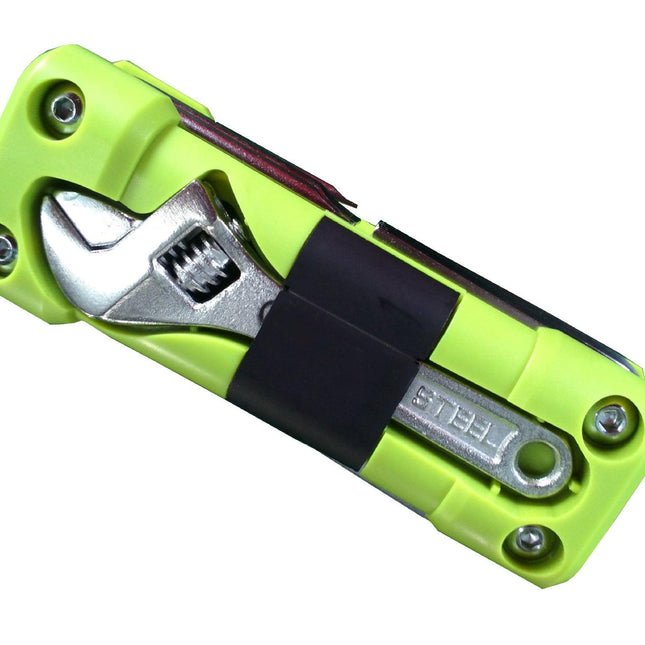 Green Versatile 16-in-1 Bike & Motorcycle Multi-Tool - Portable Repair Kit with Adjustable Wrench.