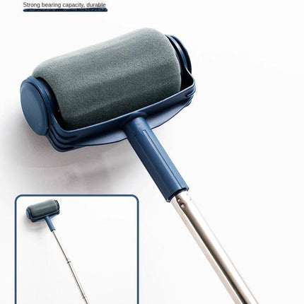 Dark Blue and Grey Pro Refillable Paint Roller Set with Extension Pole - No-Drip Easy Fill Wall Painting Tool Kit.