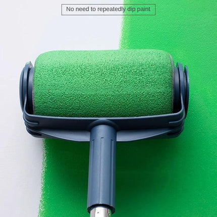 Dark Blue and Grey Pro Refillable Paint Roller Set with Extension Pole - No-Drip Easy Fill Wall Painting Tool Kit.