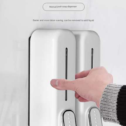 2 Pcs (Gold + Silver) Modern Wall-Mounted Press Soap Dispenser - 300ml Refillable Pump for Bathroom & Kitchen.