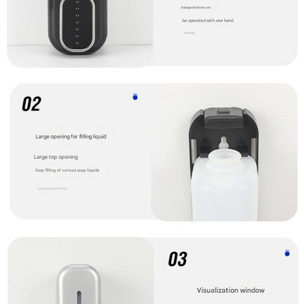 2 Pcs (White + Black) Modern Wall-Mounted Press Soap Dispenser - 300ml Refillable Pump for Bathroom & Kitchen.