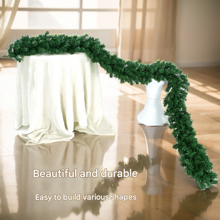 Classic Green Lush Artificial Christmas Garland - 2.7m Green Pine Vine with 280 Tips for Holiday Decor.