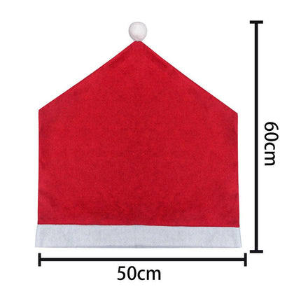 Red Festive Santa Hat Dining Chair Covers - Set of 8 for Holiday Party Decoration.