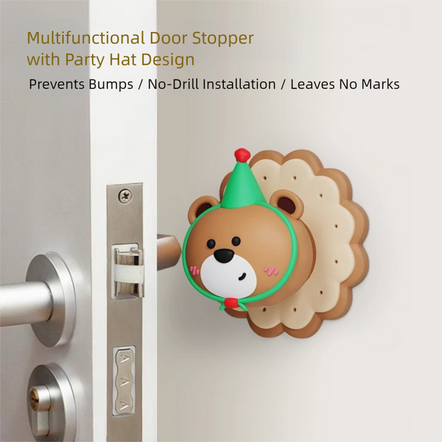 4 Pcs Brown Adorable Bear Wall Protector - Multi-Use Self-Adhesive Door Stopper Bumper.