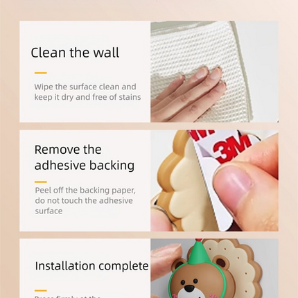 4 Pcs Pink Adorable Bear Wall Protector - Multi-Use Self-Adhesive Door Stopper Bumper.