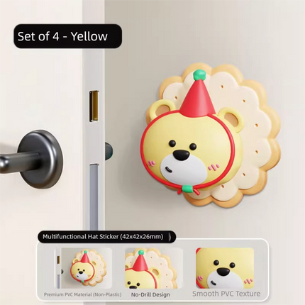 4 Pcs Yellow Adorable Bear Wall Protector - Multi-Use Self-Adhesive Door Stopper Bumper.