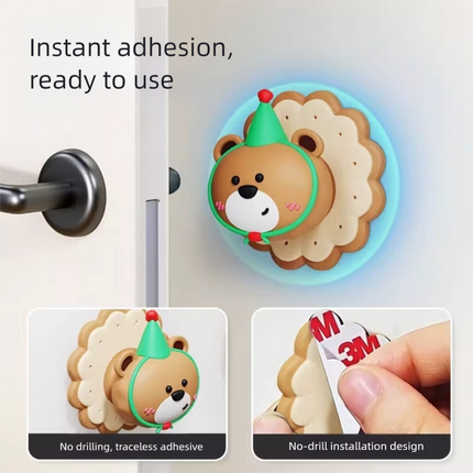 4 Pcs Yellow Adorable Bear Wall Protector - Multi-Use Self-Adhesive Door Stopper Bumper.
