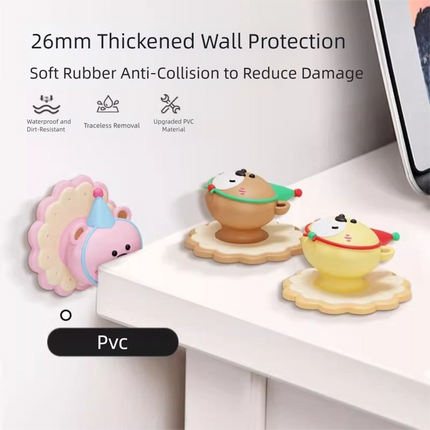4 Pcs Yellow Adorable Bear Wall Protector - Multi-Use Self-Adhesive Door Stopper Bumper.