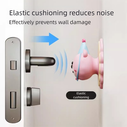 3 Pcs (Pink + Brown + Yellow) Adorable Bear Wall Protector - Multi-Use Self-Adhesive Door Stopper Bumper.