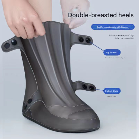 2 Pcs Size L White Reusable Waterproof Shoe Covers - Heavy Duty Non-Slip Rain Boot Protectors.