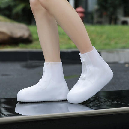2 Pcs Size 3XL White Reusable Waterproof Shoe Covers - Heavy Duty Non-Slip Rain Boot Protectors.