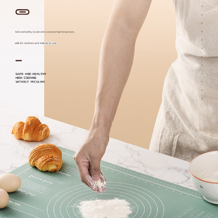 Dark Blue 3-Piece Silicone Baking Set - Non-Stick Pastry Mat with Measurements, Rolling Pin & Dough Scraper.