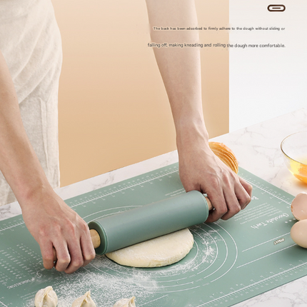 Dark Blue 3-Piece Silicone Baking Set - Non-Stick Pastry Mat with Measurements, Rolling Pin & Dough Scraper.