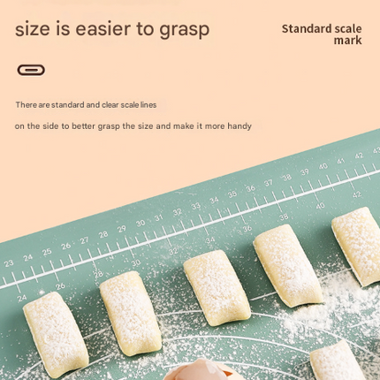 Dark Blue 3-Piece Silicone Baking Set - Non-Stick Pastry Mat with Measurements, Rolling Pin & Dough Scraper.