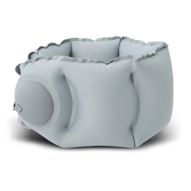 Light Grey Press-Pump Inflatable Travel Pillow - Ultra-Lightweight Ergonomic 360° Neck Support.