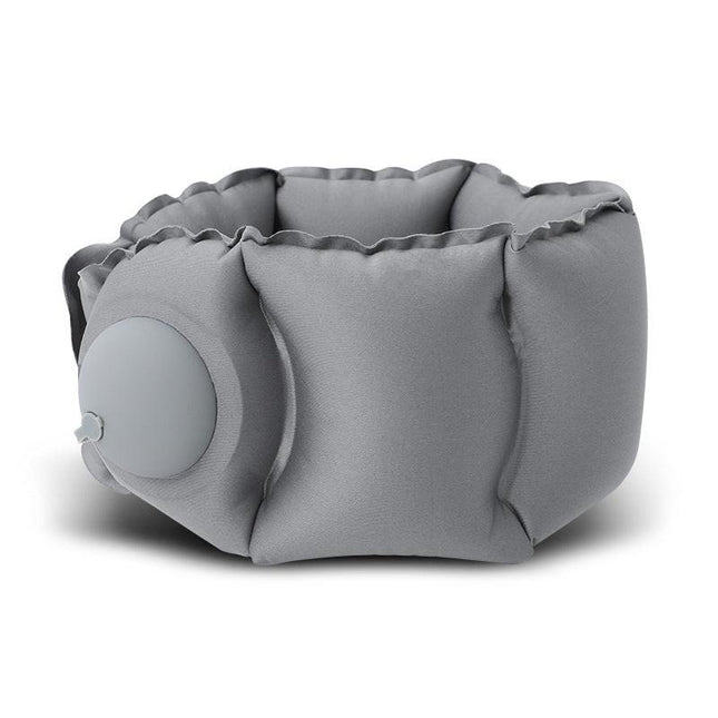 Dark Grey Press-Pump Inflatable Travel Pillow - Ultra-Lightweight Ergonomic 360° Neck Support.