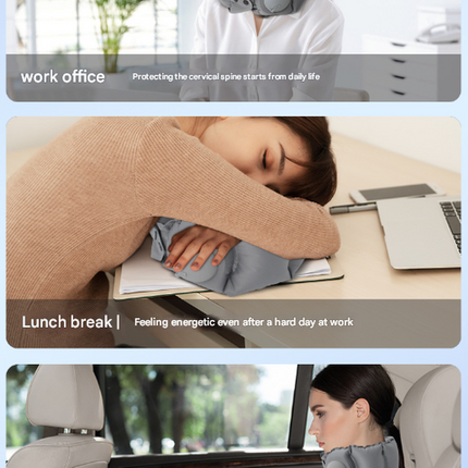 Dark Grey Press-Pump Inflatable Travel Pillow - Ultra-Lightweight Ergonomic 360° Neck Support.