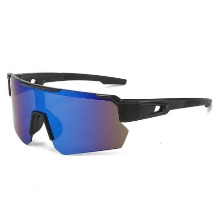 Black Temples and Blue-Purple Lenses Unisex Sport Cycling Sunglasses - Lightweight Wraparound Eyewear for Running & Outdoor Activities.
