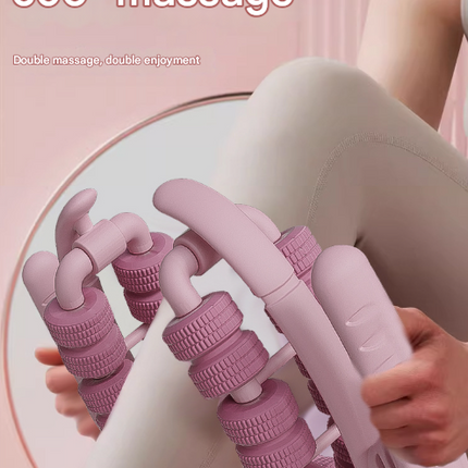 Black 360° Wrap-Around Muscle Roller - 28-Wheel Massager for Legs, Arms & Calves.
