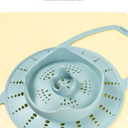 Large Blue Flexible Silicone Steamer Basket with Heat-Resistant Handles - Food-Grade Vegetable Steamer Insert for Pots & Pans.