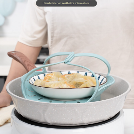 Small Pink Flexible Silicone Steamer Basket with Heat-Resistant Handles - Food-Grade Vegetable Steamer Insert for Pots & Pans.