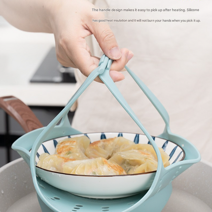 Small Pink Flexible Silicone Steamer Basket with Heat-Resistant Handles - Food-Grade Vegetable Steamer Insert for Pots & Pans.