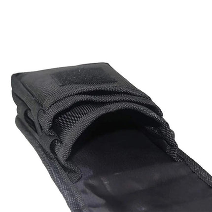Black Heavy-Duty Tactical Phone Pouch - Multi-Pocket Belt Holster & Utility Waist Bag for Outdoor Work and EDC.