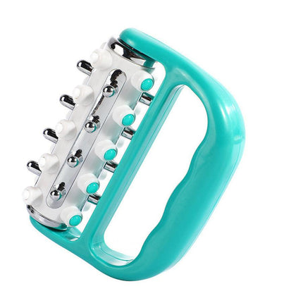 Blue Ergonomic Body Roller Massager - Handheld Deep Tissue Tool for Muscle Relief and Fascia Release.