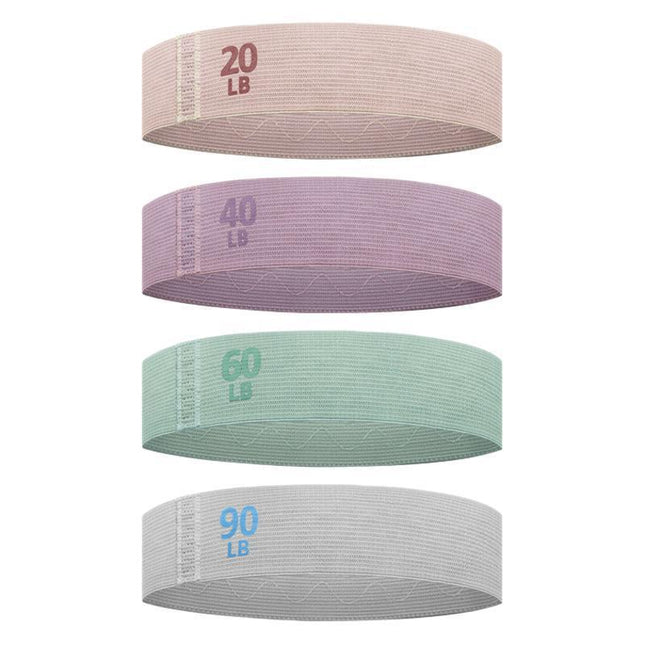 Colorful Fabric Resistance Bands for Legs and Glutes - Set of 4 Non-Slip Workout Loops.