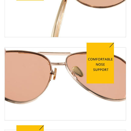 Style C3 Gold Frame Grey Lenses Chic Oversized Aviator Sunglasses - Retro Metal Frame with UV400 Protection for Women.