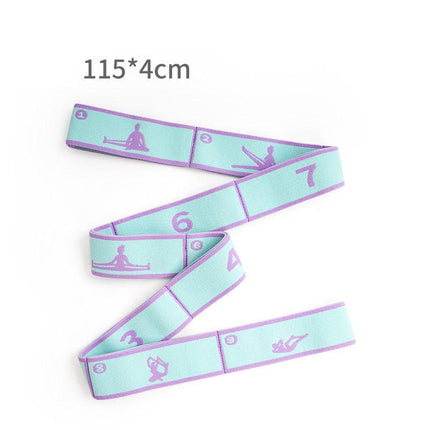 Blue and Purple 9-Loop Yoga Stretch Strap - Numbered Band for Flexibility and Physical Therapy.