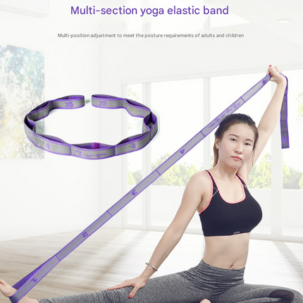 Blue and Purple 9-Loop Yoga Stretch Strap - Numbered Band for Flexibility and Physical Therapy.
