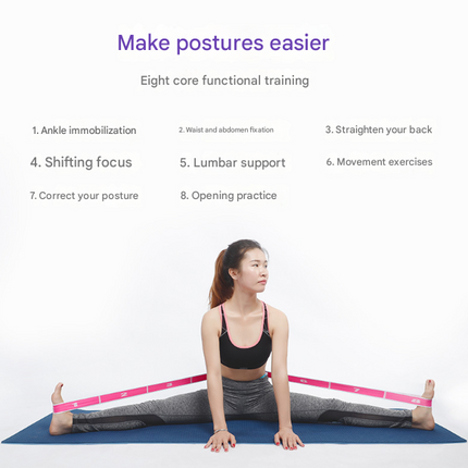 Blue and Purple 9-Loop Yoga Stretch Strap - Numbered Band for Flexibility and Physical Therapy.