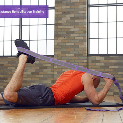 Blue and Purple 9-Loop Yoga Stretch Strap - Numbered Band for Flexibility and Physical Therapy.