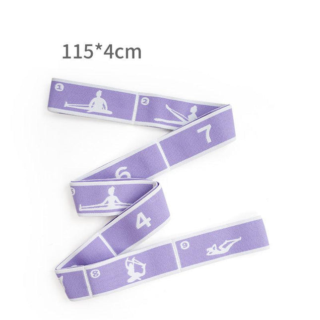 Purple 9-Loop Yoga Stretch Strap - Numbered Band for Flexibility and Physical Therapy.